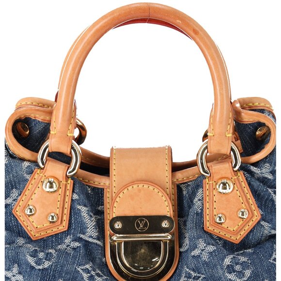 Authentic✅ Louis Vuitton Monogram Denim Monogram Small Handbag Pleaty Satchel - Picture 4 of 11
